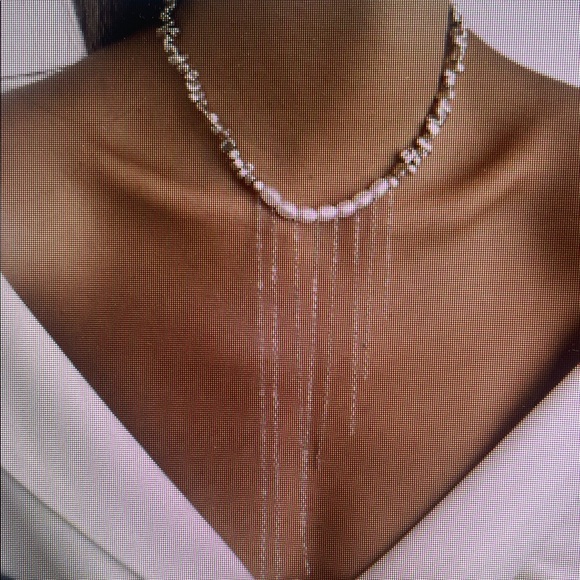 Dazzling Silver Necklace with Crystal Chains - Picture 1 of 3